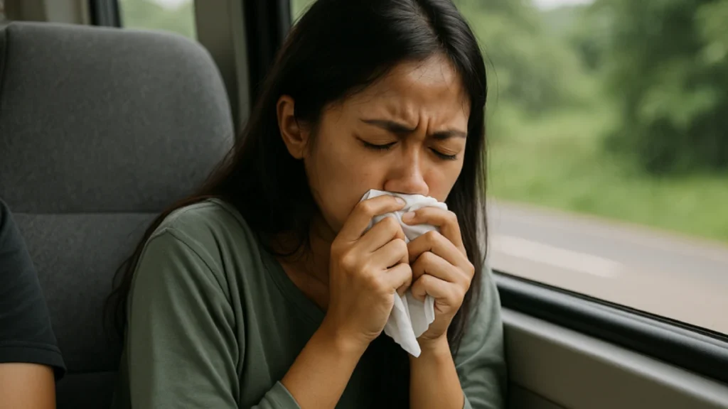 Cara mengatasi mabuk darat, dengan fokus ke luar jendela untuk redakan gejala.