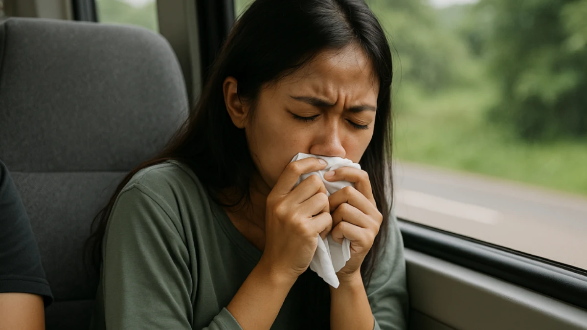 Cara mengatasi mabuk darat, dengan fokus ke luar jendela untuk redakan gejala.
