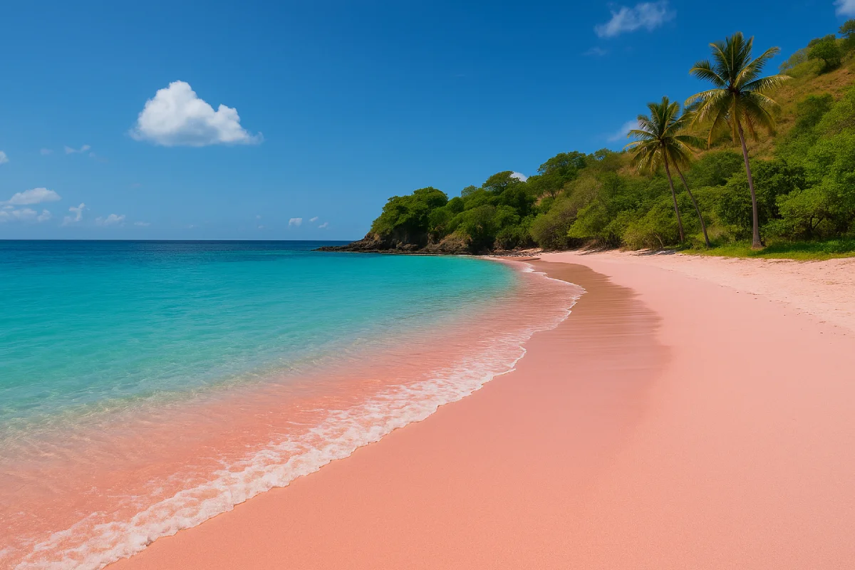 Pantai Pink di Lombok , salah satu destinasi eksotis yang menawarkan keindahan alam tak terlupakan.