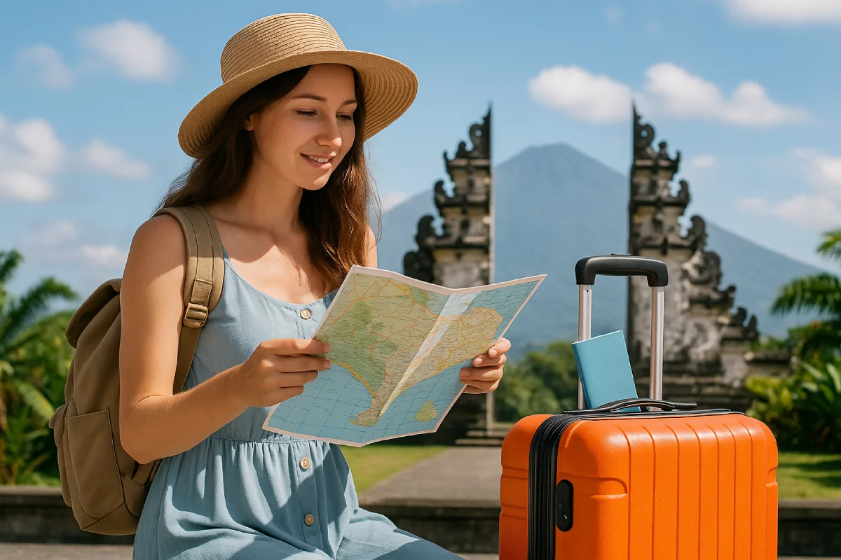 Persiapan Traveling ke Bali , yang mencakup perencanaan rute, pengemasan barang penting, dan persiapan mental untuk menjelajahi destinasi impian.