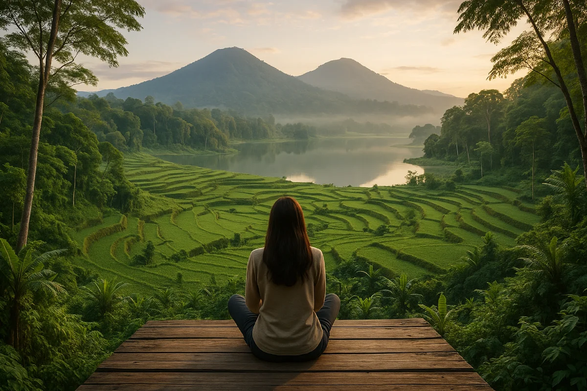 Tempat Healing Alam Indonesia , yang mencakup keindahan alam yang membantu meredakan stres dan meningkatkan kesejahteraan mental.